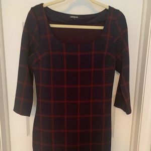 Express navy and burgundy dress